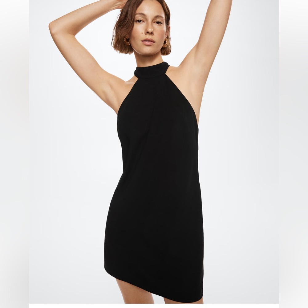NWT Mango black linen mini dress - L
